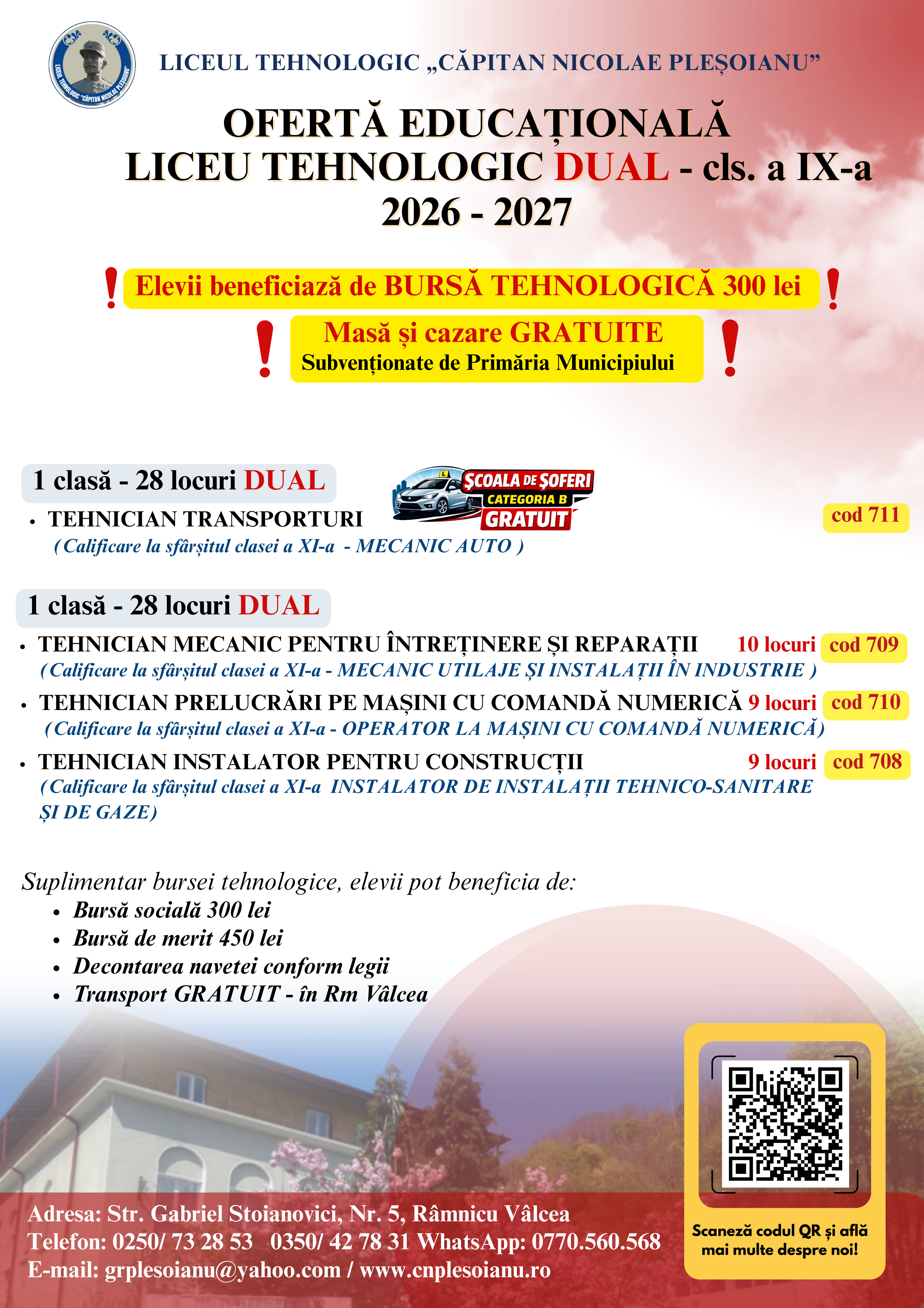 Oferta educationala Liceu Tehnologic DUAL - 2026 2027