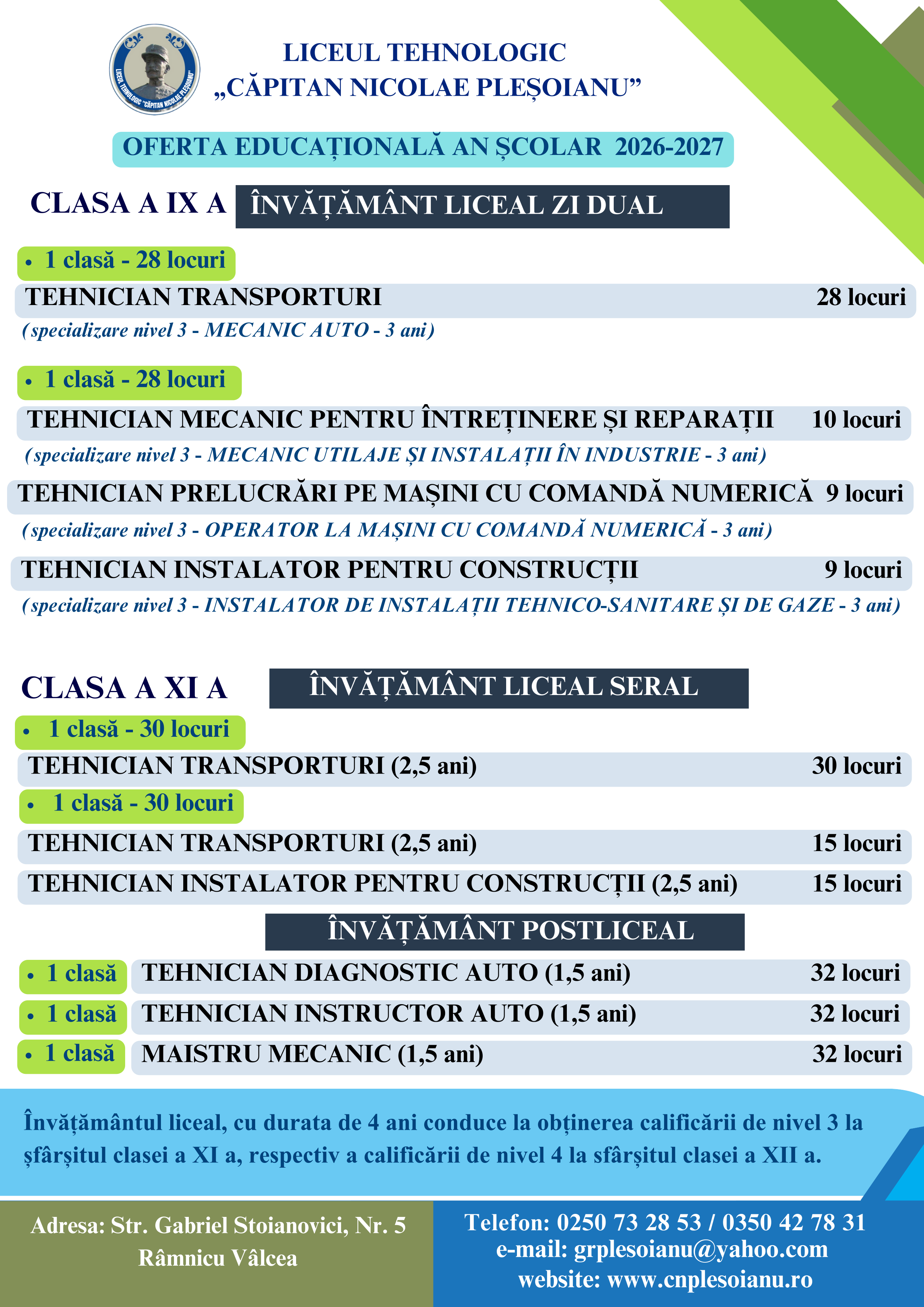 Oferta educationala 2026 2027